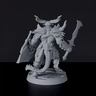 Fantasy miniatures of Demon Guards warriors with sword and shield - Bloodfields tabletop RPG game