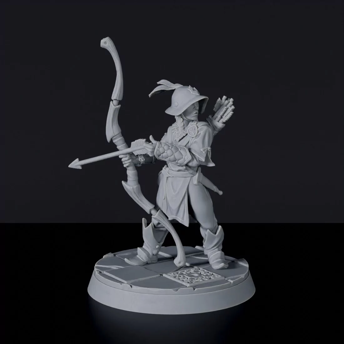 Fantasy miniature of male ranger with bow and quiver City Watch for tabletop RPG wargames
