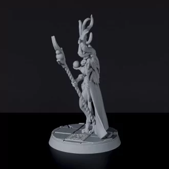 Miniature of demon Lilith female sorcerer with sphere and staff  -  Demonic Kingdom dedicated set for Bloodfields wargame