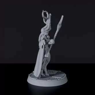 Dedicated set for Bloodfields Demonic Kingdom army - fantasy miniature of female demon Lilith wizard with staff and sphere