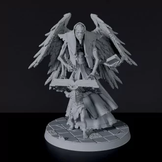 Fantasy miniatures of magic demon wizard Lostrotos with tome - Bloodfields tabletop RPG game