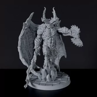 Fantasy miniatures of Lord of Fury demon monster with axe - Bloodfields tabletop RPG game
