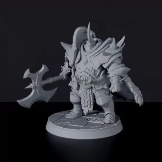 Fantasy miniatures of knight monster warrior Terminus the Last Resort with axe and armor - Bloodfields tabletop RPG game
