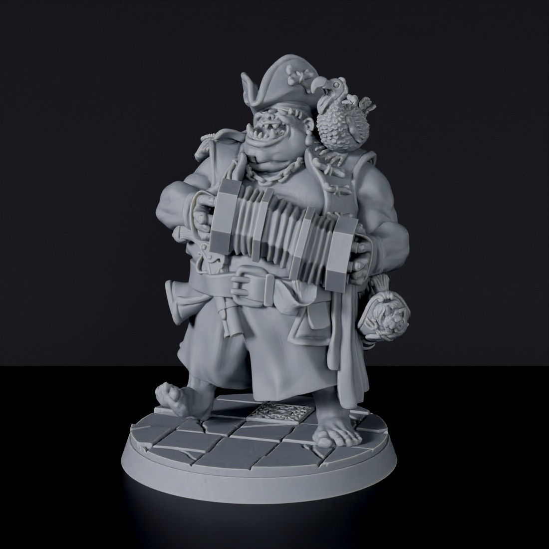 Fantasy miniatures of pirate ogre Jolly Roger with sword and hat - dedicated set to army for Bloodfields tabletop RPG game