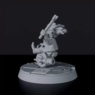 Miniature of gnome Zark on Wroomba with tool - dedicated set for Bloodfields Tinkering Gnomes army