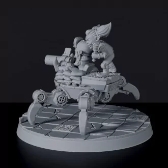 Miniature of gnomes Oru & Nini in Walker on warmachine with minigun - dedicated set for Bloodfields Tinkering Gnomes army