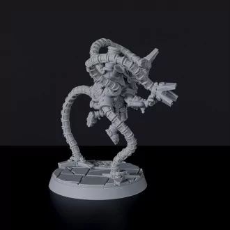 Miniature of gnome Valtix in Octosuit monster machine with shield and axe - dedicated set for Tinkering Gnomes RPG army