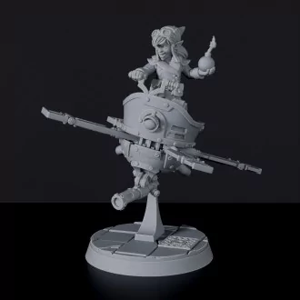 Fantasy miniatures of flying gnome Corx in Gyrocopter in machine for Tinkering Gnomes army
