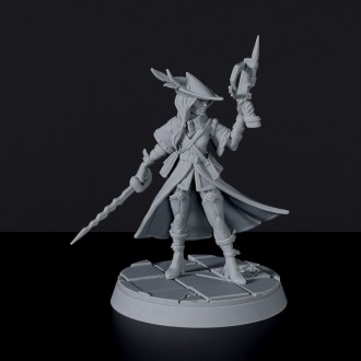 Fantasy miniatures of Hilde Robben female warrior with crossbow, hat and sword for Vampire Hunters army