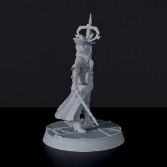 Miniature of Hilde Robben female warrior with crossbow, sword and hat - dedicated set for Vampire Hunters RPG army