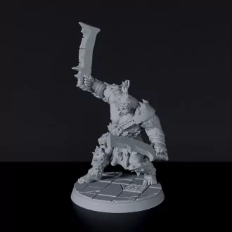 Fantasy miniatures of Yaa Crashah orc warrior with swords for Blackland Orcs army dedicated to Bloodfields RPG game