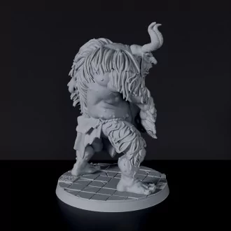 Miniature of barbarian beast Roogarin with stone - dedicated set for Roaming Barbarians RPG army