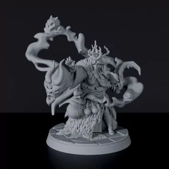 Fantasy miniatures of Martha Bogmaiden barbarian wizard with scythe for Roaming Barbarians army