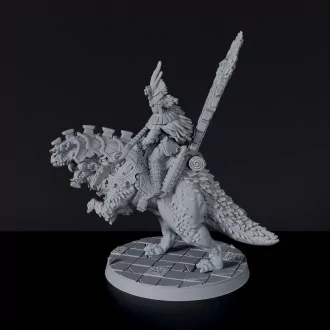 Miniature of Jurassica the First to Charge amazon fighter with spear on lizard beast - dedicated set for Jurassic Amazons army