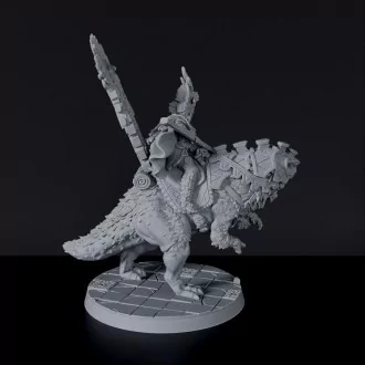 Miniature of amazon Jurassica the First to Charge fighter on lizard beast - dedicated set for Jurassic Amazons RPG army