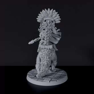 Fantasy miniature of Jurassica the First to Charge amazon warrior with spear on lizard beast - Bloodfields tabletop RPG game