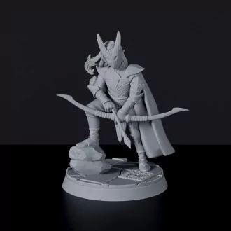 Fantasy miniatures of elf ranger with bow and mask Zendir Shumigrai - dedicated set to army for Bloodfields