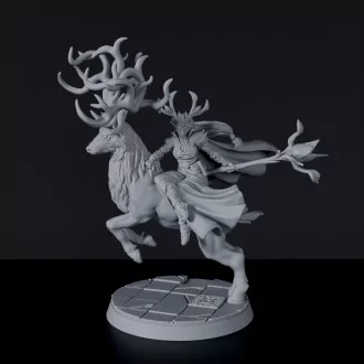 Fantasy miniatures of elf wizard on deer beast Inu Woodwhisper - dedicated set to army for Bloodfields
