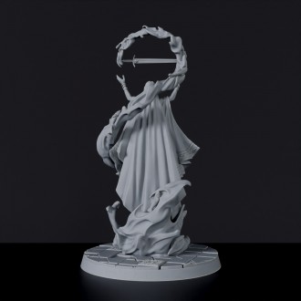 Fantasy miniature of Lady Liliana knight female wizard with sword and cloak for Bloodfields tabletop RPG game