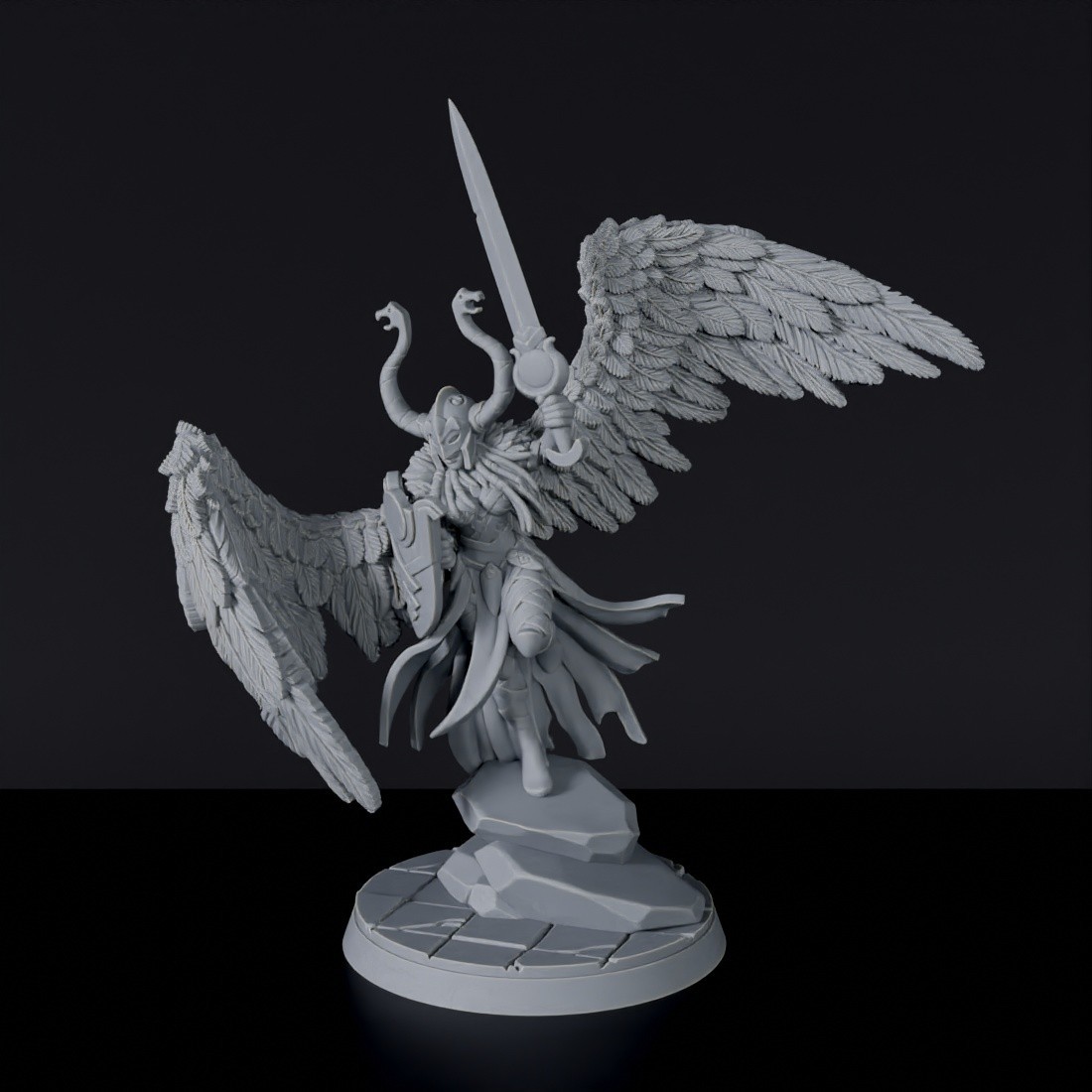 Valkyrie - flying female warrior fantasy minis with sword and shield