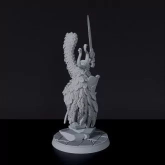 Dedicated set for Bloodfields Mercenaries army - fantasy miniature Valkyrie flying female warrior with sword and shield