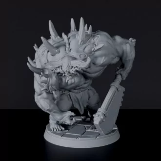 Fantasy miniatures of big demon beast Garoth warrior with axe - Bloodfields tabletop RPG game