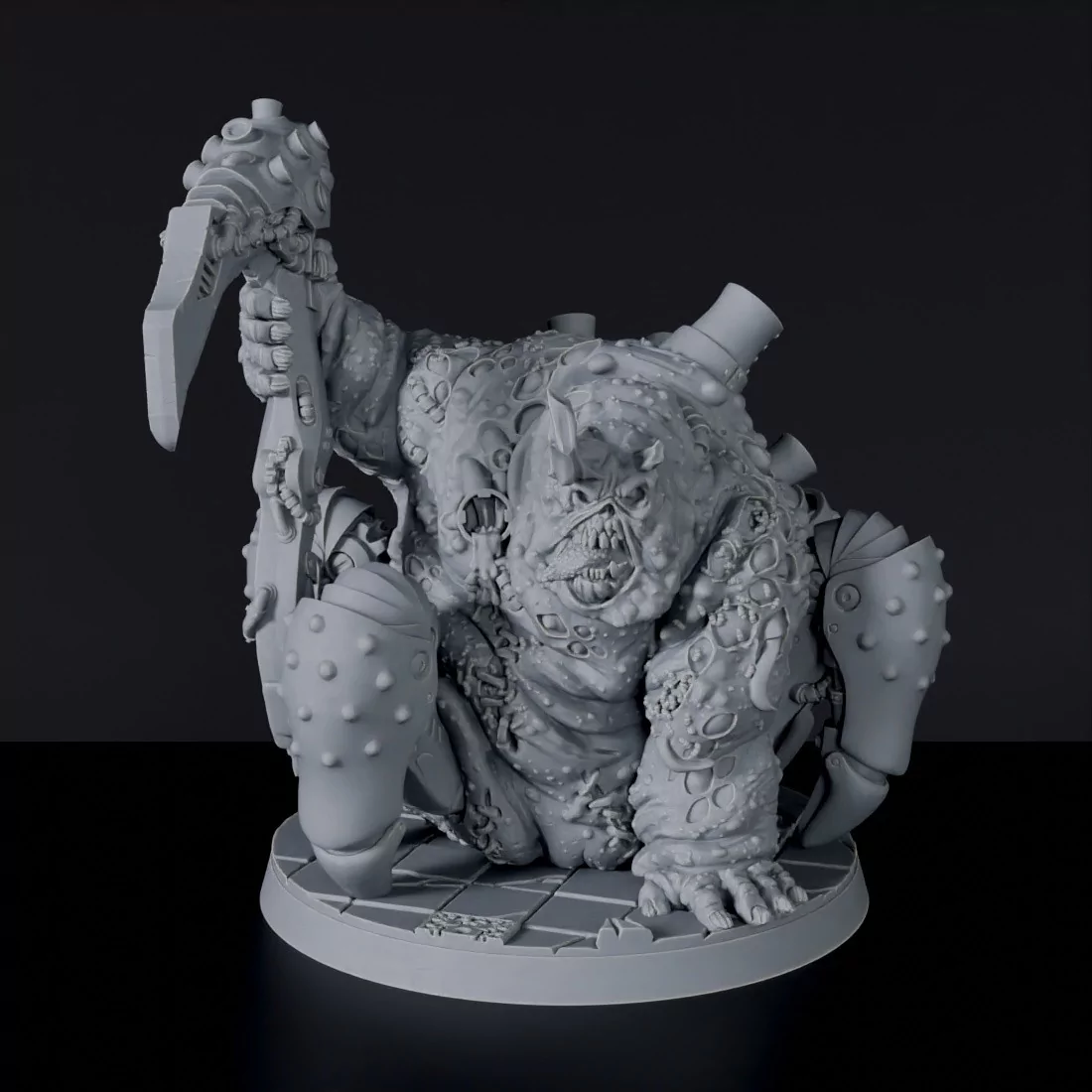 Fantasy miniatures of Lord of Decay demon monster with scythe - Bloodfields tabletop RPG game