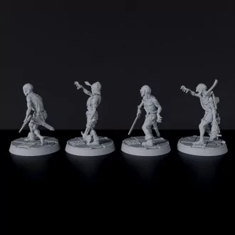 Miniature of undead fighters with axe and sword Zombies - Gravehaunt Vampires set for Bloodfields RPG wargame