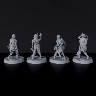 Fantasy miniature of undead warriors with sword and axe Zombies - dedicated set to army for Bloodfields