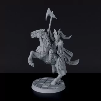 Fantasy miniatures of Marquis Immortale vampire knight with axe on horse - Bloodfields tabletop RPG game