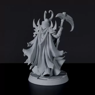 Fantasy miniature of undead wizard Soul Harvester with tome and scythe - dedicated set to army for Bloodfields