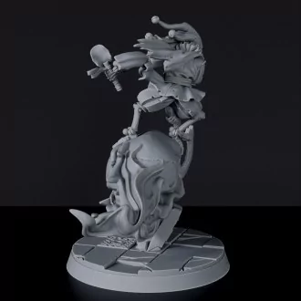Fantasy miniature of undead warlock on skull Devlin the Skullrider with wand - dedicated set to army for Bloodfields