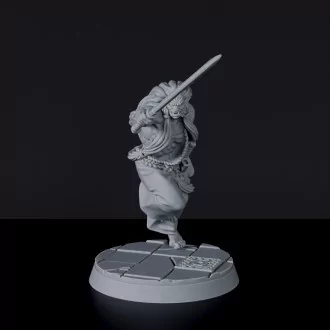 Fantasy miniatures of asian warrior with sword Raion - Bloodfields tabletop RPG game