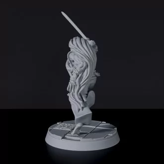 Fantasy miniatures of asian fighter Raion with sword - Bloodfields tabletop RPG game