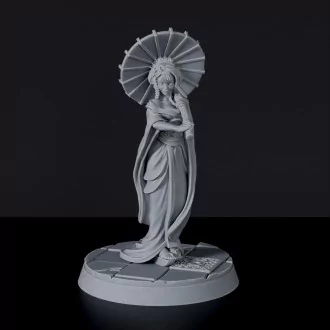 Fantasy miniatures of asian female Kimiko - Bloodfields tabletop RPG game