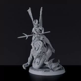 Fantasy miniatures of asian samurai Dragon Cavalry with spear and flag - Bloodfields tabletop RPG game
