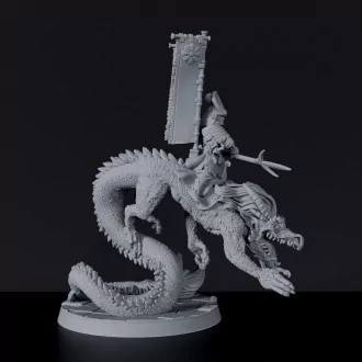 Dedicated set for Bloodfields Dragon Empire army - fantasy miniature of asian samurai Dragon Cavalry with spear