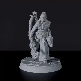 Fantasy miniatures of samurai ranger Takei Ken with bow and quiver - Bloodfields tabletop RPG game