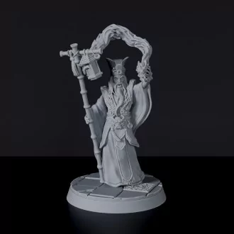 Dedicated set for Bloodfields Dragon Empire army - fantasy miniature of asian wizard Senin Hi with staff