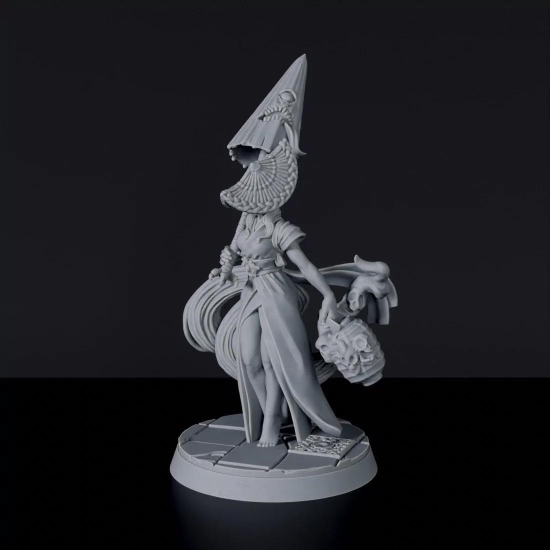 Fantasy miniatures of asian wizard with lamp Karakasa - Bloodfields tabletop RPG game