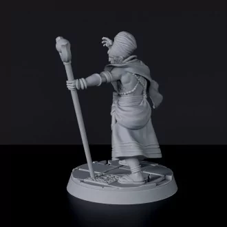 Miniature of undead Un-Nefer Curse Apostole magic warlock with staff  - Gods of Sun and Sand set for Bloodfields wargame