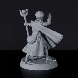 Fantasy miniature of undead Un-Nefer Curse Apostole wizard with staff for Bloodfields tabletop RPG game
