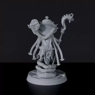 Fantasy miniature of undead Sharifa The Timeless female wizard with staff for Bloodfields tabletop RPG game