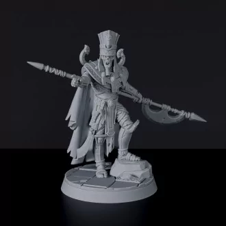 Fantasy miniatures of undead Sethorus The Relentless warrior with halberd - Bloodfields tabletop RPG game