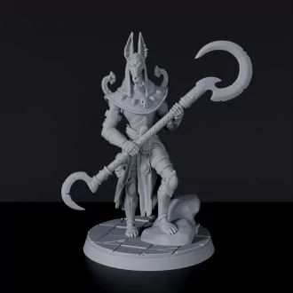 Fantasy miniatures of undead Nanuru Cunning Of Ur fighter with scythe - Bloodfields tabletop RPG game