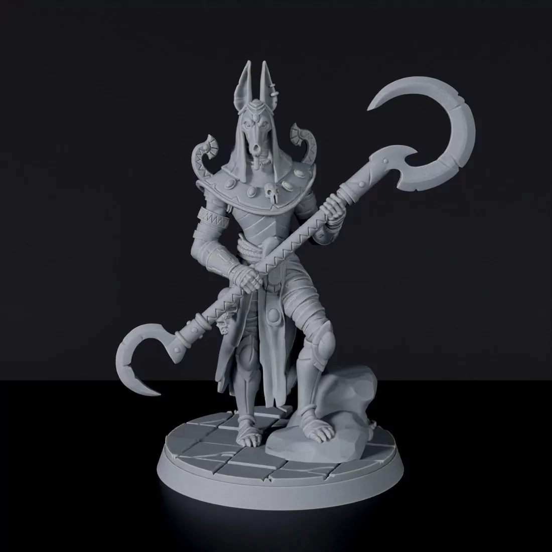Fantasy miniatures of undead Nanuru Cunning Of Ur fighter with scythe - Bloodfields tabletop RPG game