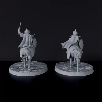 Fantasy miniature of arabic righters Cursed Cavalry with scimitars for Bloodfields tabletop RPG game
