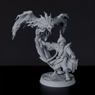 Fantasy miniatures of magic arabic wizard Far'Adal with flying burning bird - Bloodfields tabletop RPG game