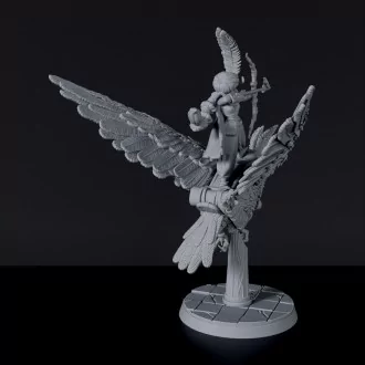 Dedicated set for Bloodfields Cult of flame army - fantasy miniature of arabic warrior Farrow'Kor with bow on flying bird beast