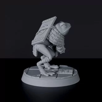 Dedicated set for Bloodfields Sullen Swampfolk army - fantasy miniature of Croak the Ambusher warrior frog with sword and shield